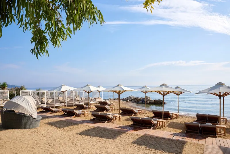 Beach below the resort