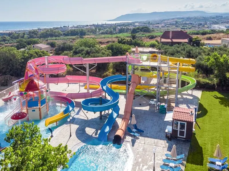 Water slides and the splash area