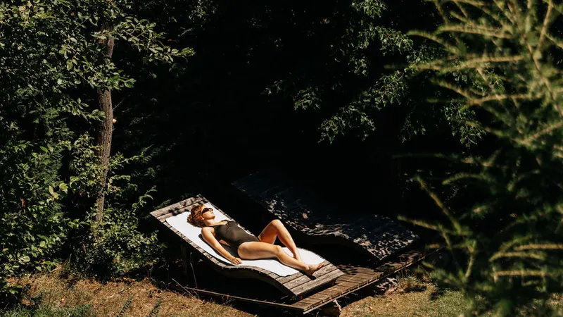 Sunbed in the shaded spa garden