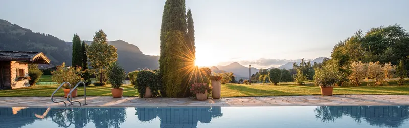 Outdoor pool in summer