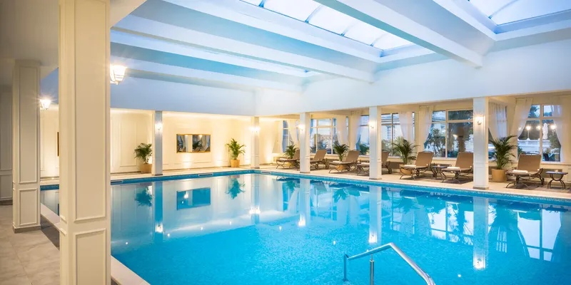 Indoor pool with loungers