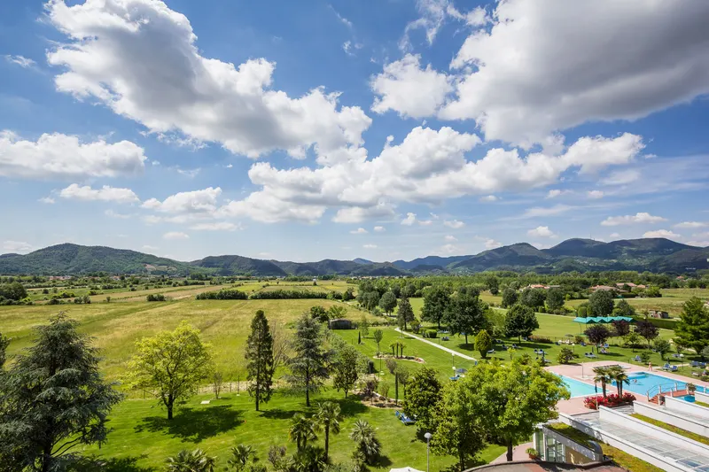 View over the park and the pools