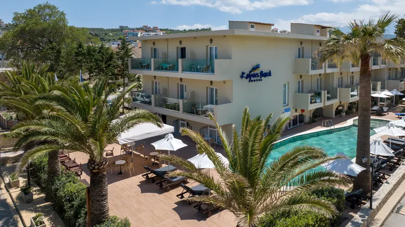 Aerial view of the hotel pools