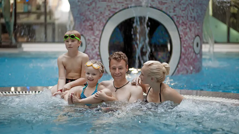 Family in the pool