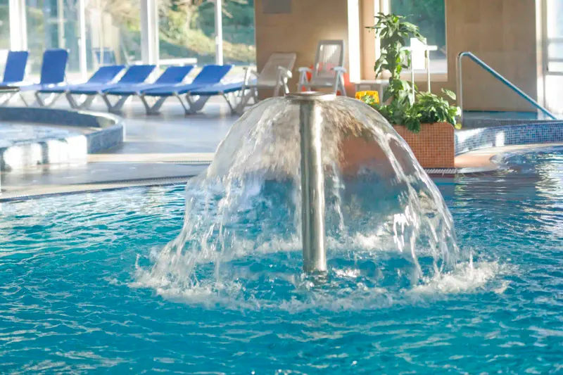 Mushroom water fountain in the pool