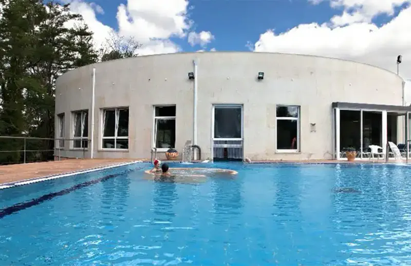 Outdoor thermal pool beside the spa building