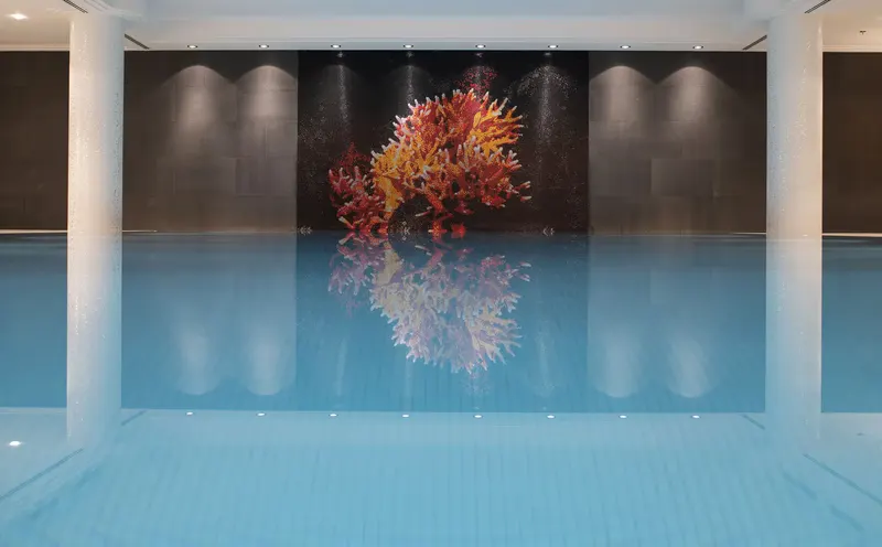 Indoor pool with loungers